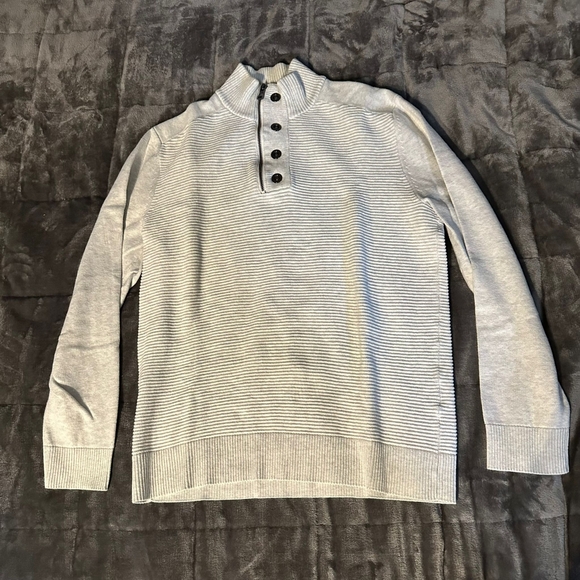 INC International Concepts Bankman Quarter-Zip Eyelet Sweater - Picture 3 of 3